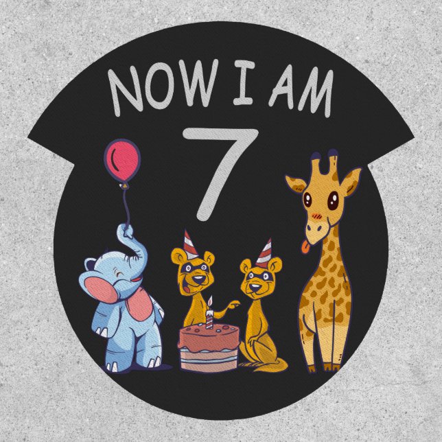 Now I am 7 years old 7th Birthday at the Zoo Patch (Front)