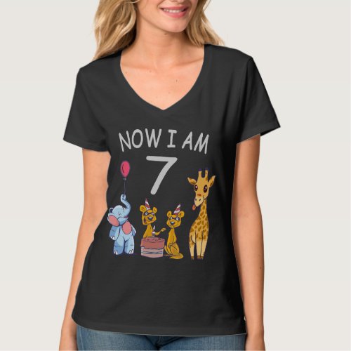 Now I am 7 years old 7th Birthday at the Zoo T_Shirt