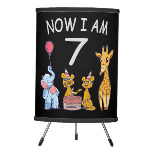 Now I am 7 years old 7th Birthday at the Zoo Tripod Lamp