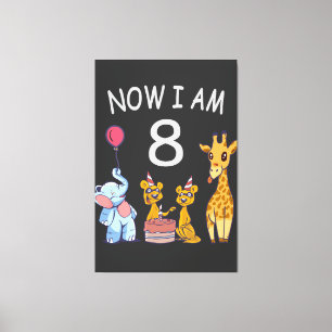 Now I am 8 years old 8th Birthday at the Zoo Canvas Print