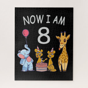 Now I am 8 years old 8th Birthday at the Zoo Jigsaw Puzzle