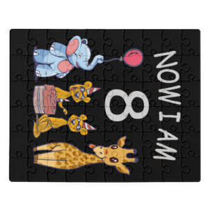 Now I am 8 years old 8th Birthday at the Zoo Jigsaw Puzzle