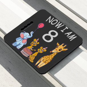 Now I am 8 years old 8th Birthday at the Zoo Seat Cushion