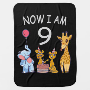 Now I am 9 years old 9th Birthday at the Zoo Baby Blanket