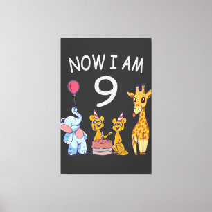 Now I am 9 years old 9th Birthday at the Zoo Canvas Print