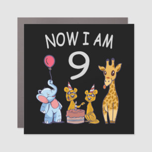 Now I am 9 years old 9th Birthday at the Zoo Car Magnet