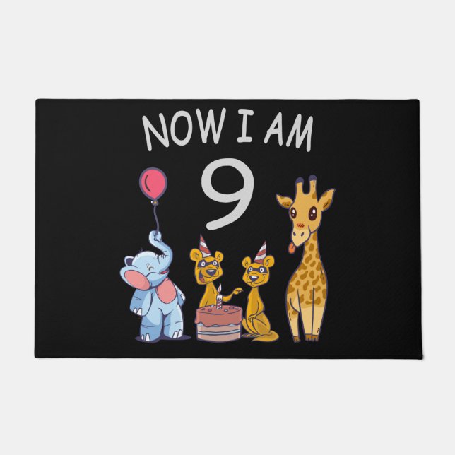 Now I am 9 years old 9th Birthday at the Zoo Doormat (Front)