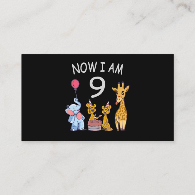 Now I am 9 years old 9th Birthday at the Zoo Enclosure Card (Front)