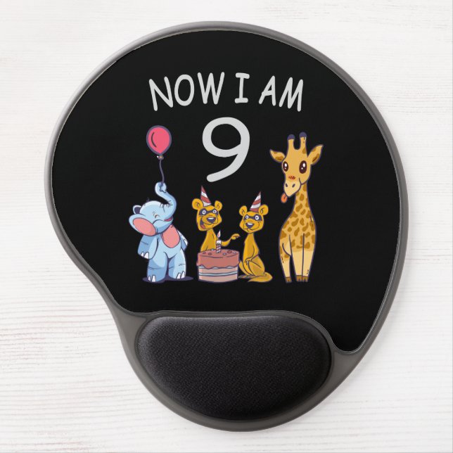 Now I am 9 years old 9th Birthday at the Zoo Gel Mouse Pad (Front)