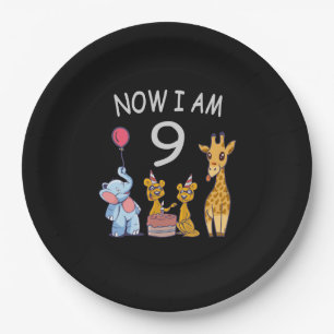 Now I am 9 years old 9th Birthday at the Zoo Paper Plates