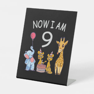 Now I am 9 years old 9th Birthday at the Zoo Pedestal Sign
