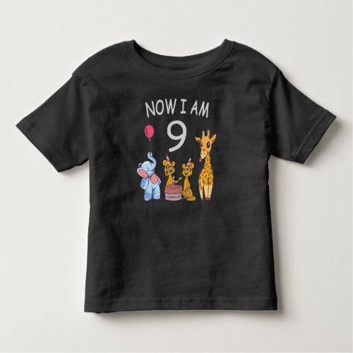Now I am 9 years old 9th Birthday at the Zoo Toddler T_shirt