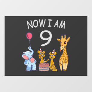 Now I am 9 years old 9th Birthday at the Zoo Window Cling