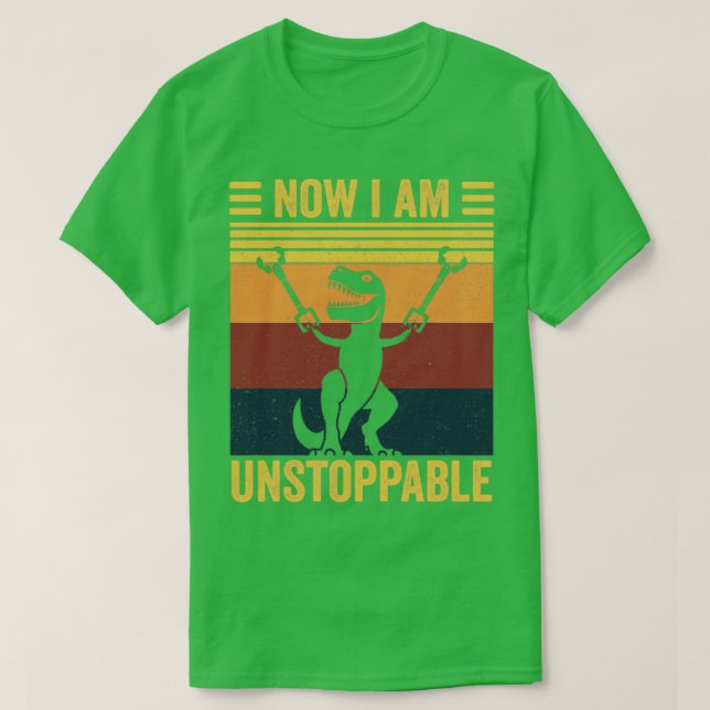 Now I Am Unstoppable Retro Style TRex Dinosaur Gif T-Shirt (Design Front)