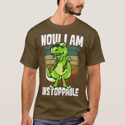 Now I Am Unstoppable TRex Funny Short Dinosaur T_Shirt