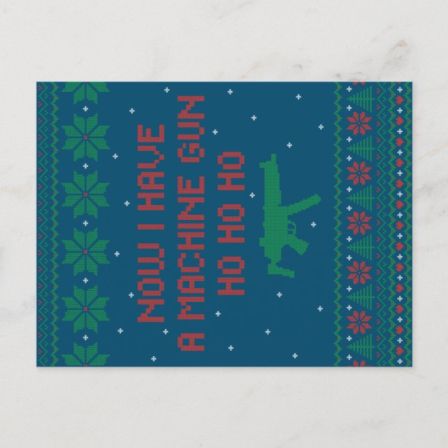Now I Have a Machine Gun Ho-Ho-Ho Postcard (Front)