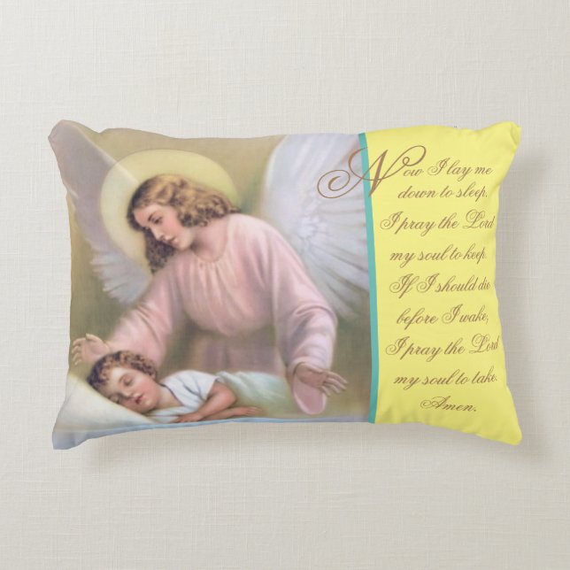 Now I Lay Me Down-Angel Prayer Throw Pillow (Front)