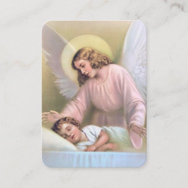 Now I Lay Me Down To Sleep Angel With Child Business Card (Front)