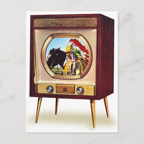 Now in Color TV Television Set Postcard