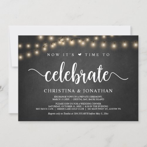 Now its time to celebrate Rustic Elopement Party Invitation