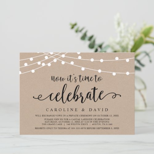 Now its time to celebrate Wedding Elopement Invitation