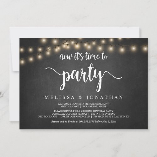 Now its time to Party Rustic Elopement Invitatio Invitation
