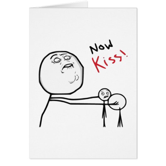Now Kiss Rage Face Comic Meme Cards (Front)