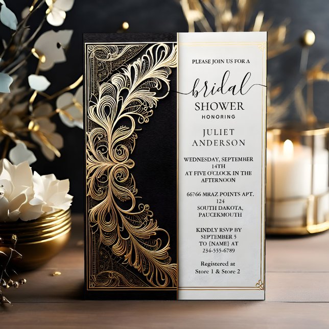 Now Lace Floral Gold Foil Embossed bridal shower Invitation (Creator Uploaded)