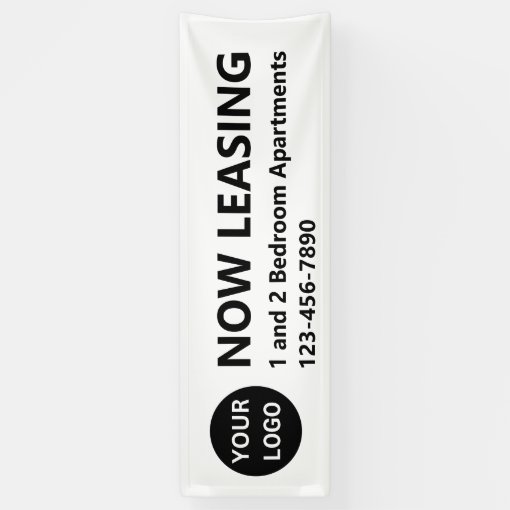 Now Leasing Apartments Black and White Your Logo Banner | Zazzle