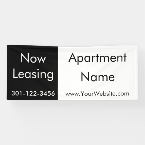 Now Leasing Black and White Apartment Name Banner