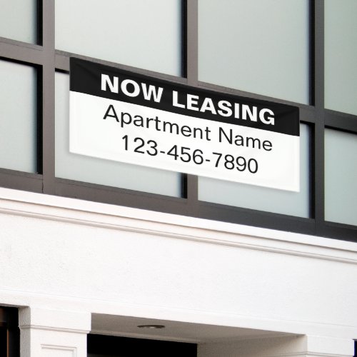 Now Leasing Black and White Apartment Rental Phone Banner
