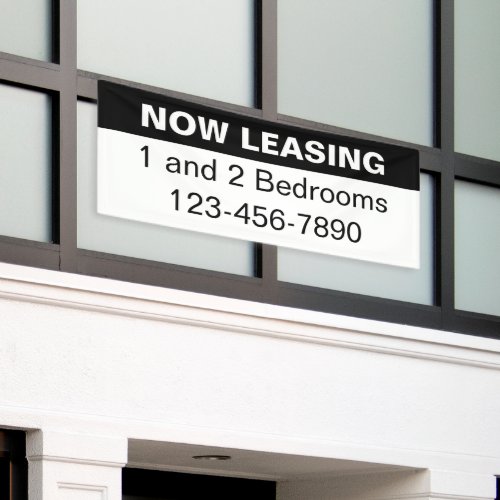 Now Leasing Black and White Apartments for Rent Banner