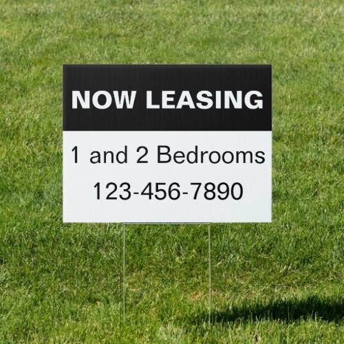 Now Leasing Black and White Apartments for Rent Sign
