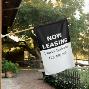 Now Leasing Black & White Apartments for Rent House Flag
