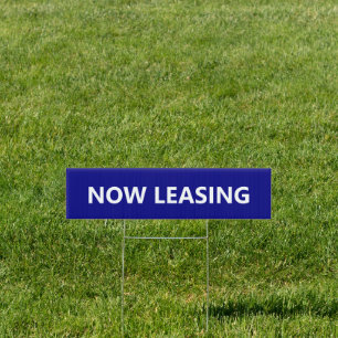 Now Leasing Blue and White Apartment Rental Sign