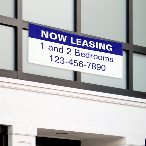 Now Leasing Blue and White Apartments for Rent Banner