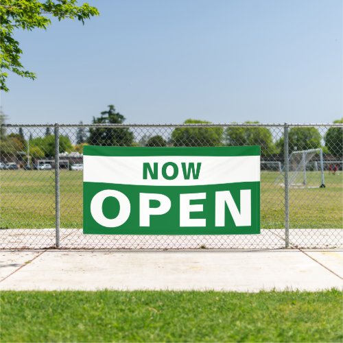 Now Open Business Green White Large Outdoor Sign