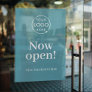 Now Open | Business Opening Times Logo Teal Window Cling