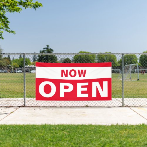 Now Open Business Red White Large Outdoor Sign