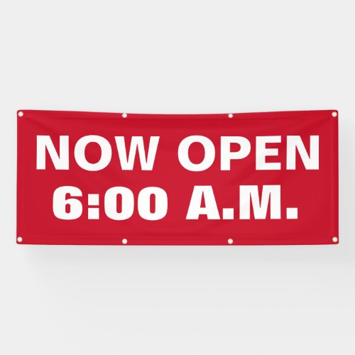 Now Open Custom Time Business Banner