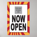 Now Open Sign Poster With Logo at Zazzle