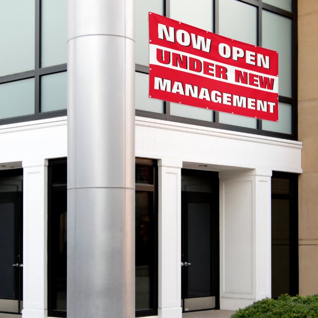Now Open Under New Management Small Business Large Banner (Outside Building)