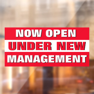 Now Open Under New Management Small Business Window Cling