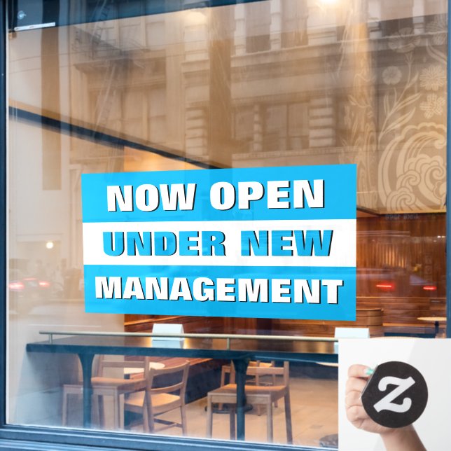 Now Open Under New Management Small Business Window Cling (Cafe Window)