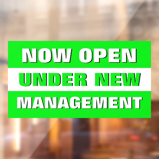 Now Open Under New Management Small Business Window Cling (Sheet 2)