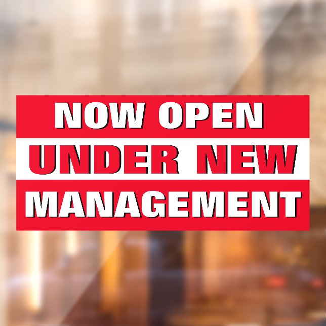 Now Open Under New Management Small Business Window Cling (Sheet 2)