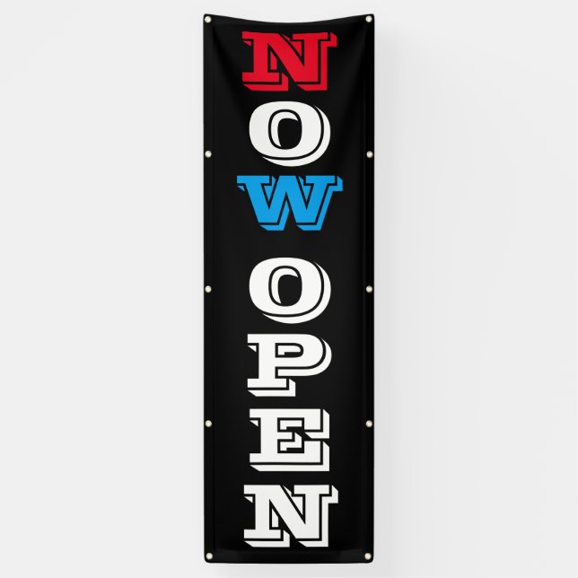 Now Open Vertical 8 Foot Banner (Vertical)