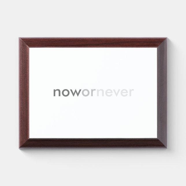 Now or Never Vanishing Quote for Procrastinators Award Plaque (Horizontal)