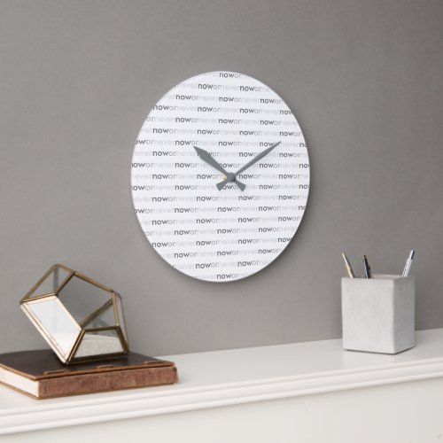 Now or Never Vanishing Quote for Procrastinators Large Clock
