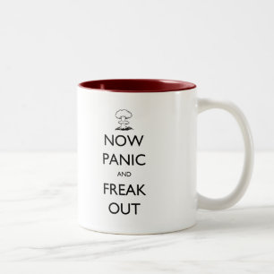 'Now Panic and Freak Out' mushroom cloud mug